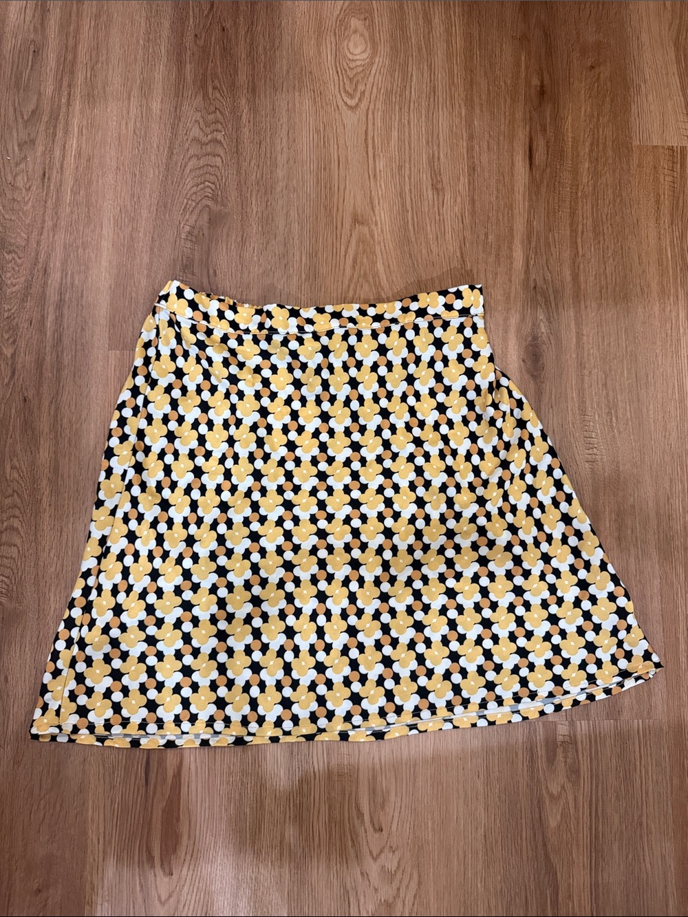 RESA Black, Yellow, and White Floral A-Line Skirt